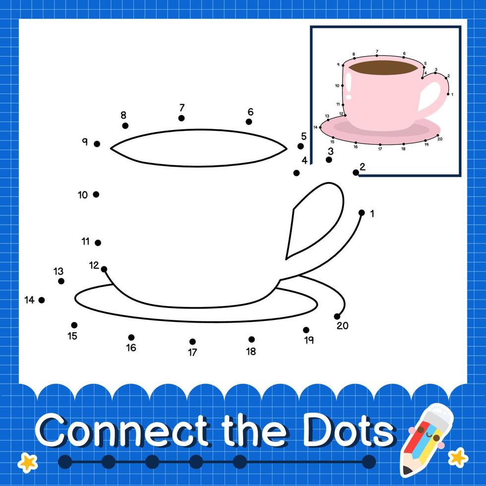 Connect the dots counting numbers 1 to 20 puzzle worksheet vector