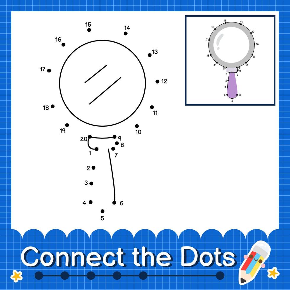 Connect the dots counting numbers 1 to 20 puzzle worksheet vector