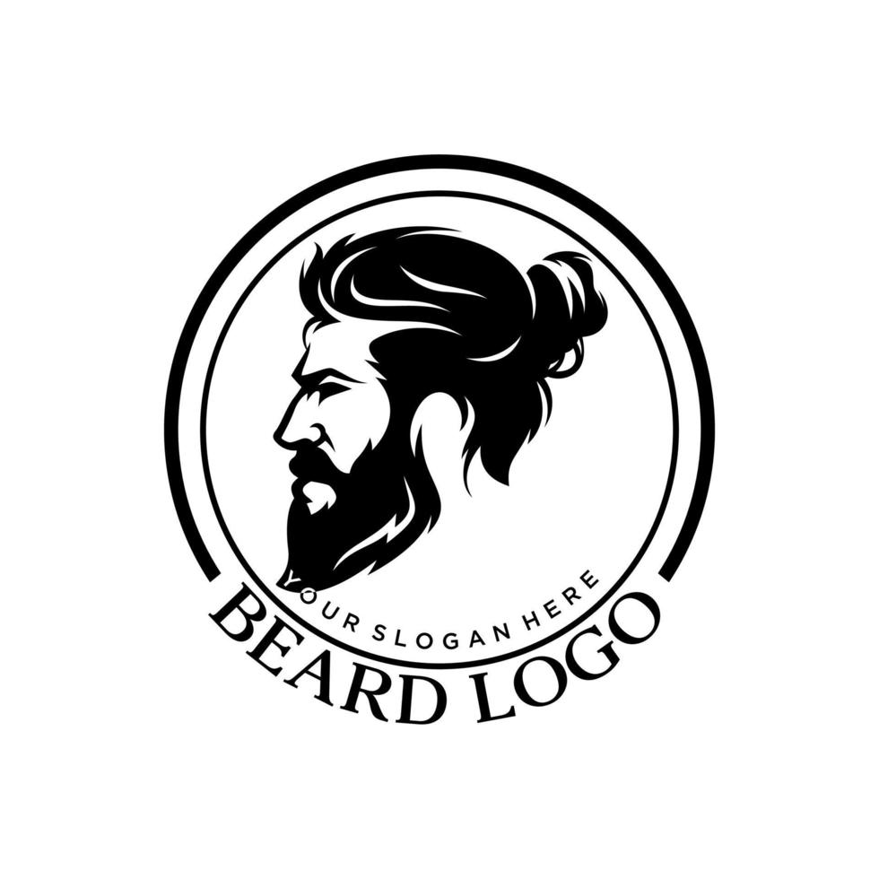ilustración de vector de logotipo de barba, plantilla de logotipo de barbería, vector de hombres de corte de pelo