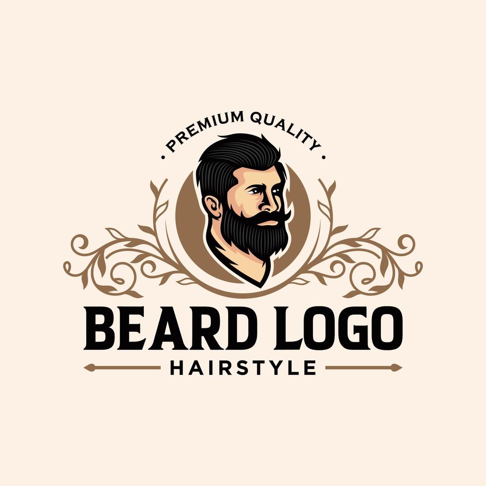 Beard Logo Vector Illustration, Barbershop Logo template, Haircut men vector