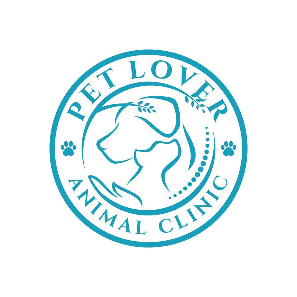 Vector Pet Shop logo design template. Modern animal icon label for store, veterinary clinic, hospital, shelter, business services. Flat illustration background with dog and cat