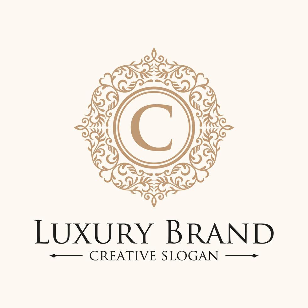 Floral Heraldic Luxury circle Logo template in vector for Restaurant, Royalty, Boutique, Cafe, Hotel, Jewelry, Fashion and other vector illustration