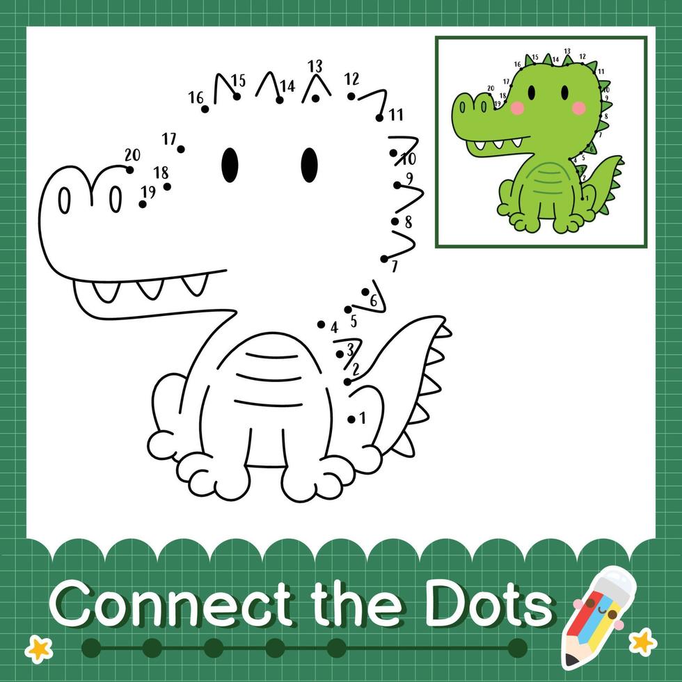 Connect the dots counting numbers 1 to 20 puzzle worksheet with baby animals vector