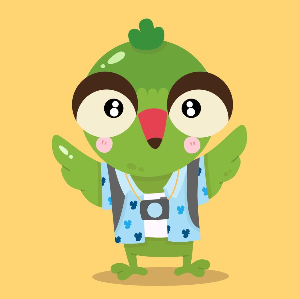 Cute Bird Animals cartoon illustrations working job Traveller vector