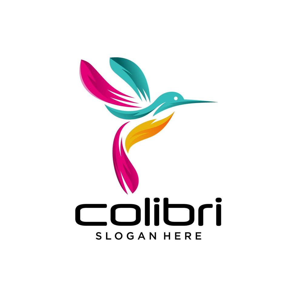 abstract colorful hummingbird colibri bird logo line outline monoline vector icon illustration