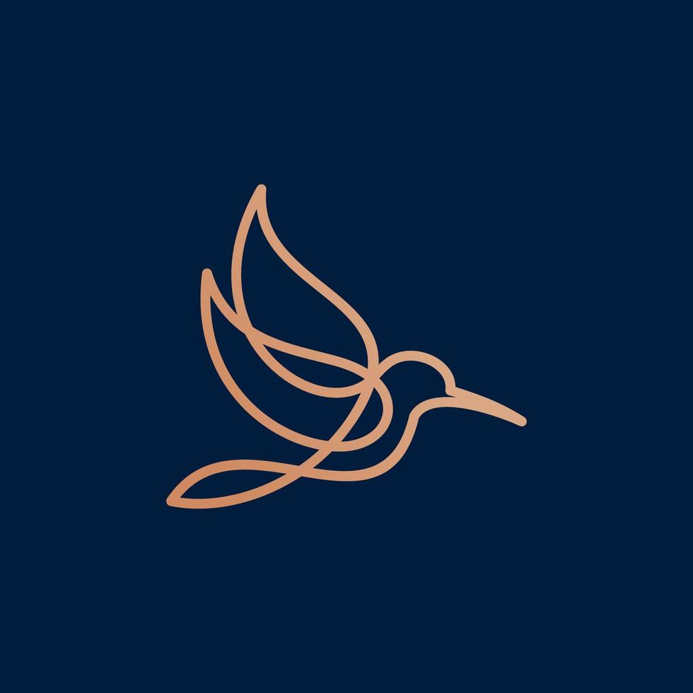 vector de diseño de logotipo de colibrí con estilos de línea y color completos