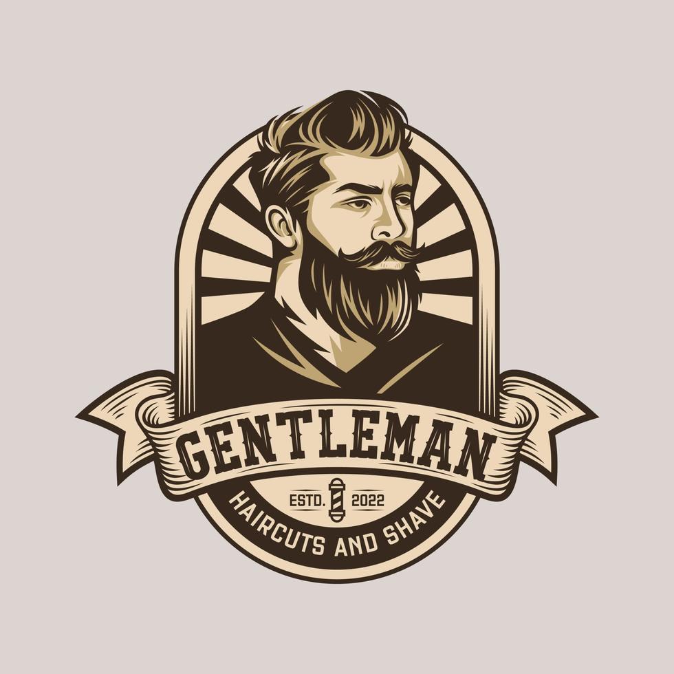 Beard Logo Vector Illustration, Barbershop Logo template, Haircut men vector