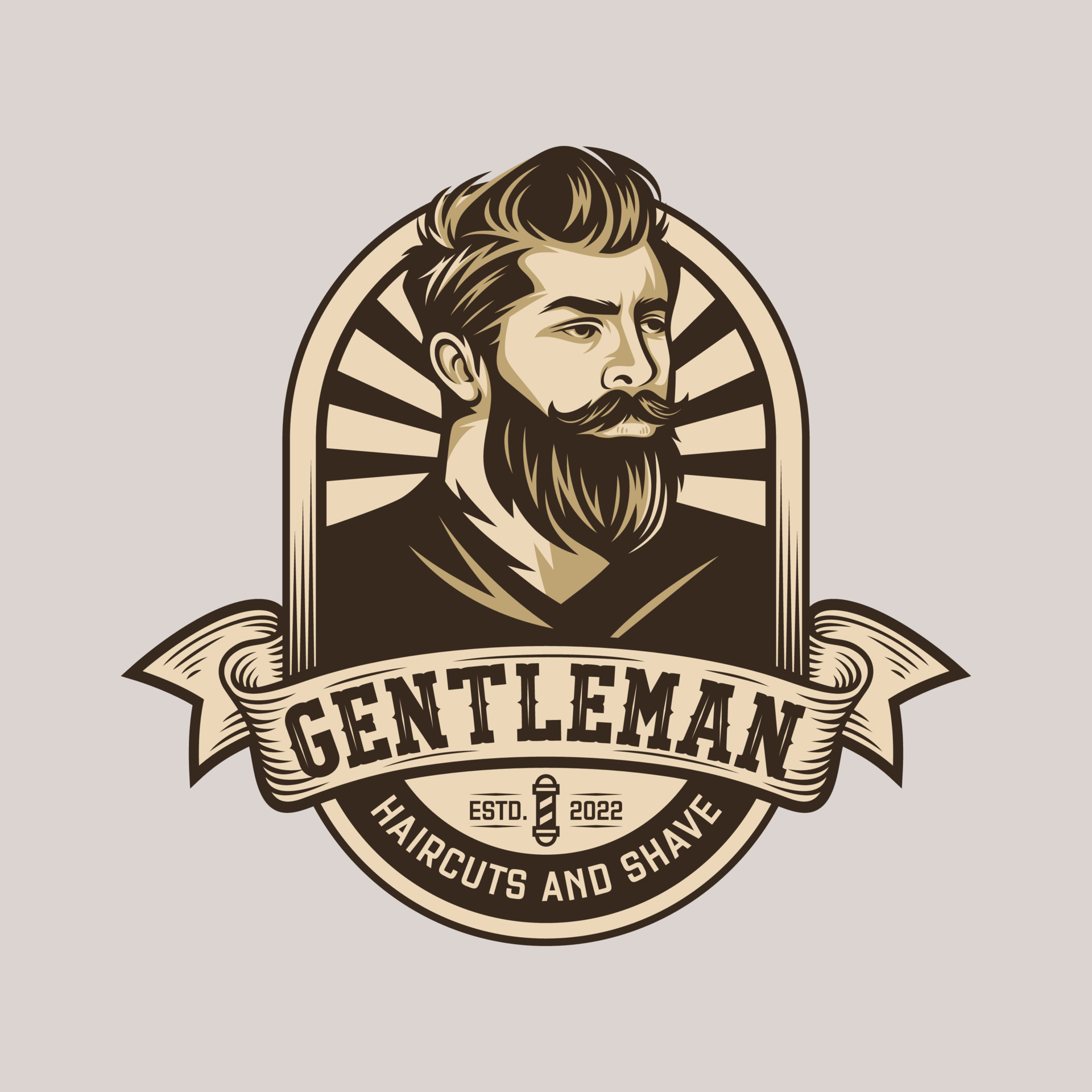 Beard Logo Vector Illustration, Barbershop Logo template, Haircut men