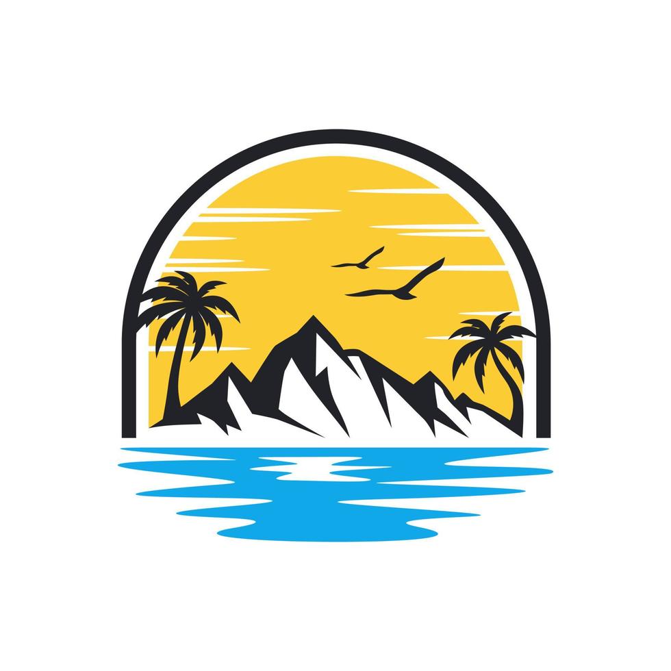 plantilla de vector de diseño de logotipo de playa