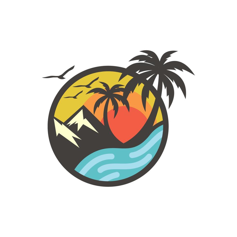 plantilla de vector de diseño de logotipo de playa