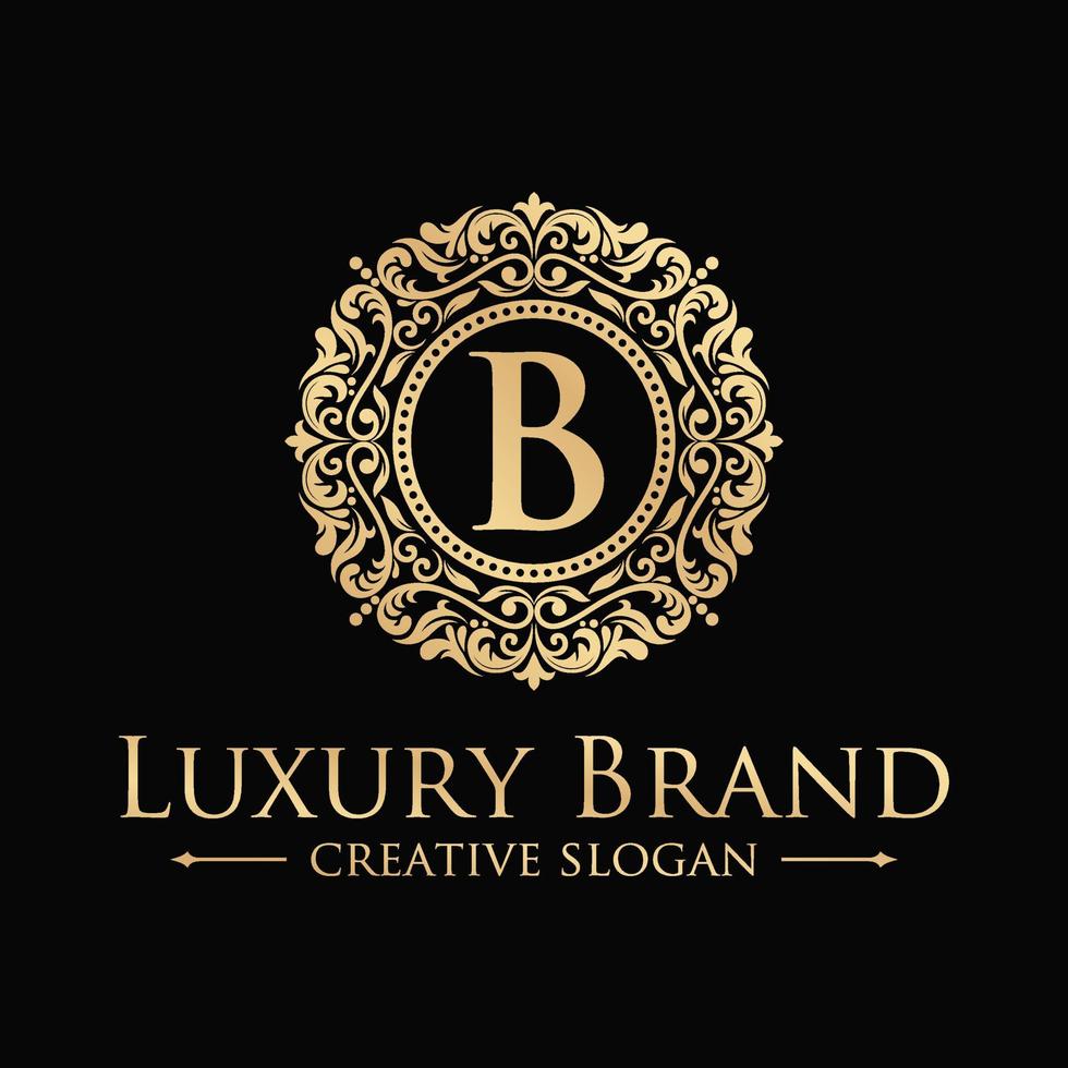 Floral Heraldic Luxury circle Logo template in vector for Restaurant, Royalty, Boutique, Cafe, Hotel, Jewelry, Fashion and other vector illustration