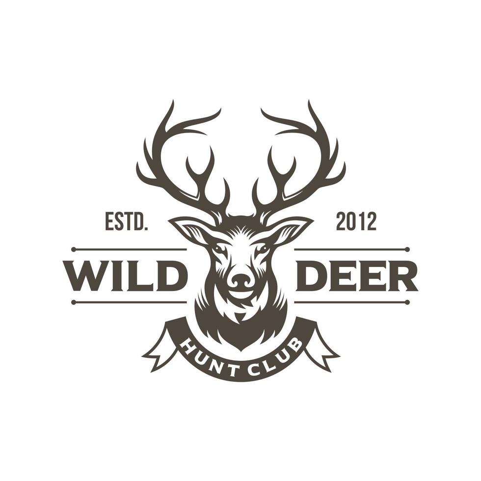 Vintage deer hunter logo design Template vector