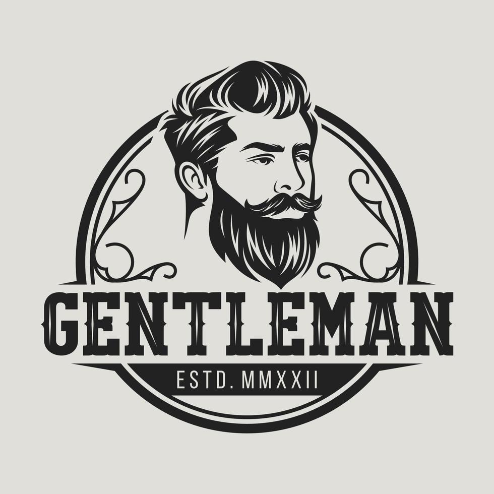 Beard Logo Vector Illustration, Barbershop Logo template, Haircut men vector