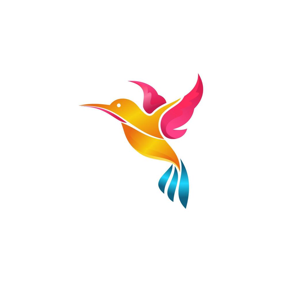 abstract colorful hummingbird colibri bird logo line outline monoline vector icon illustration