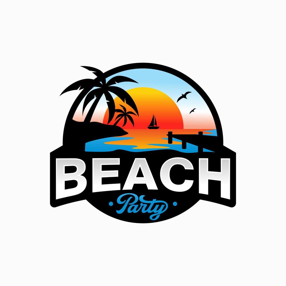 ilustración de vector de logotipo de playa de verano