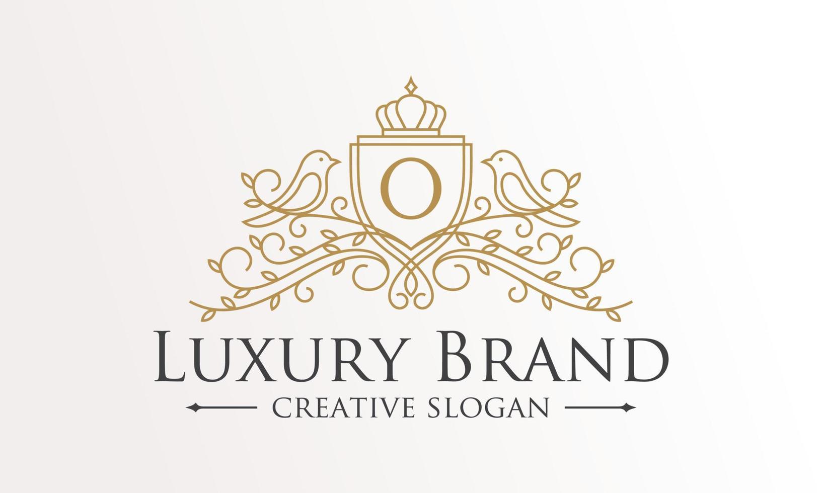 Floral Heraldic Luxury circle Logo template in vector for Restaurant, Royalty, Boutique, Cafe, Hotel, Jewelry, Fashion and other vector illustration