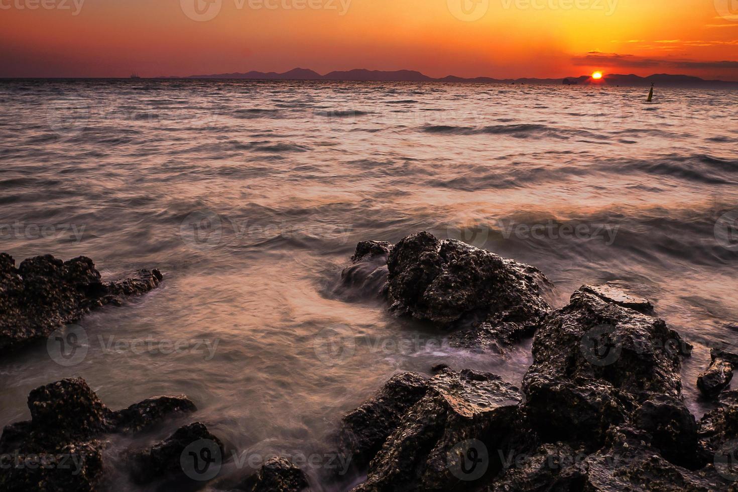 sunset over the sea , long exposure techniques photo