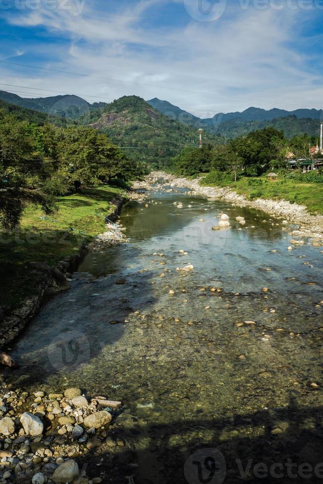 landscape of stream and mountain photo