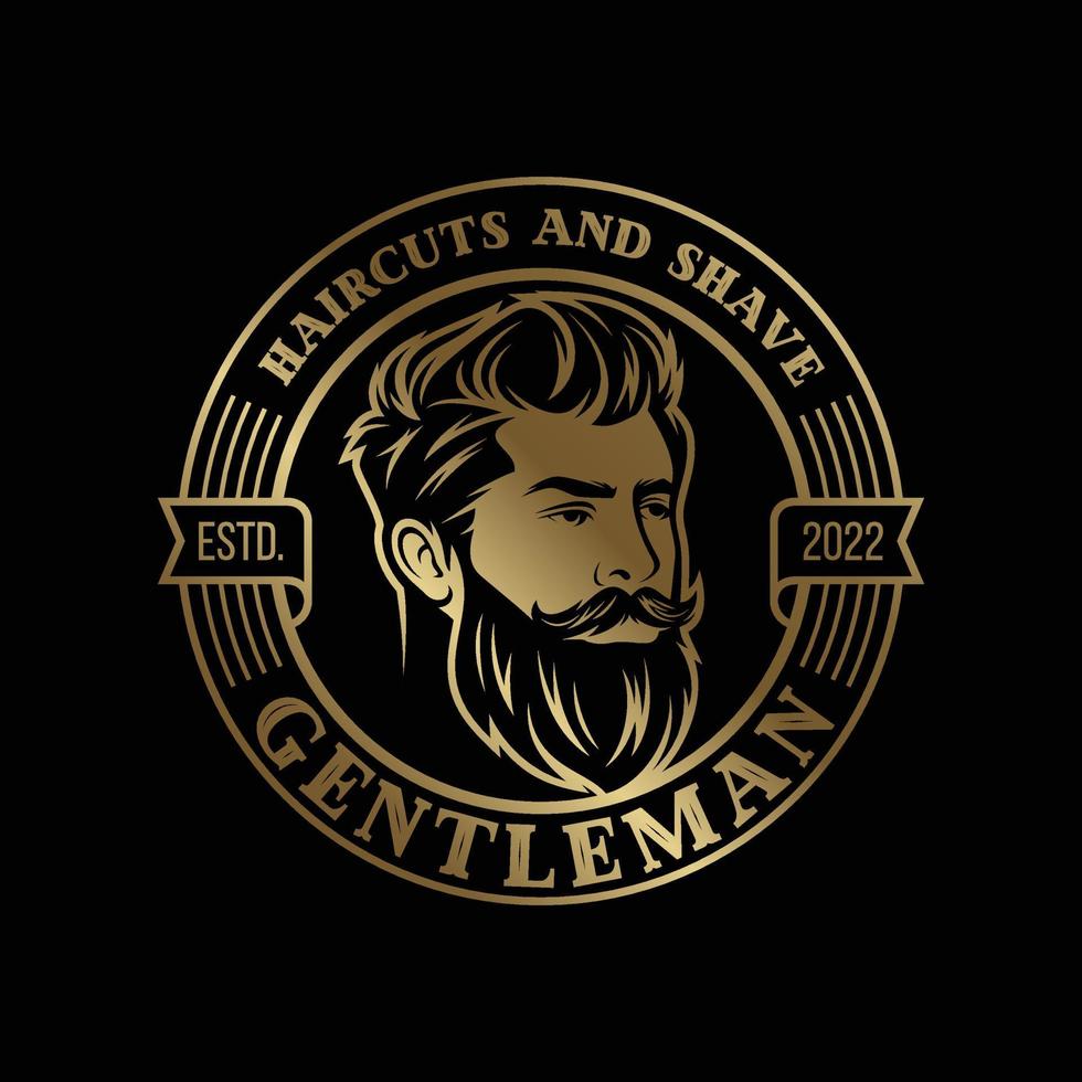 ilustración de vector de logotipo de barba, plantilla de logotipo de barbería, vector de hombres de corte de pelo