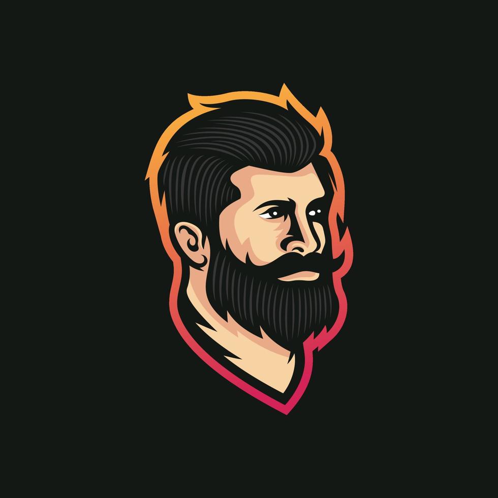 ilustración de vector de logotipo de barba, plantilla de logotipo de barbería, vector de hombres de corte de pelo