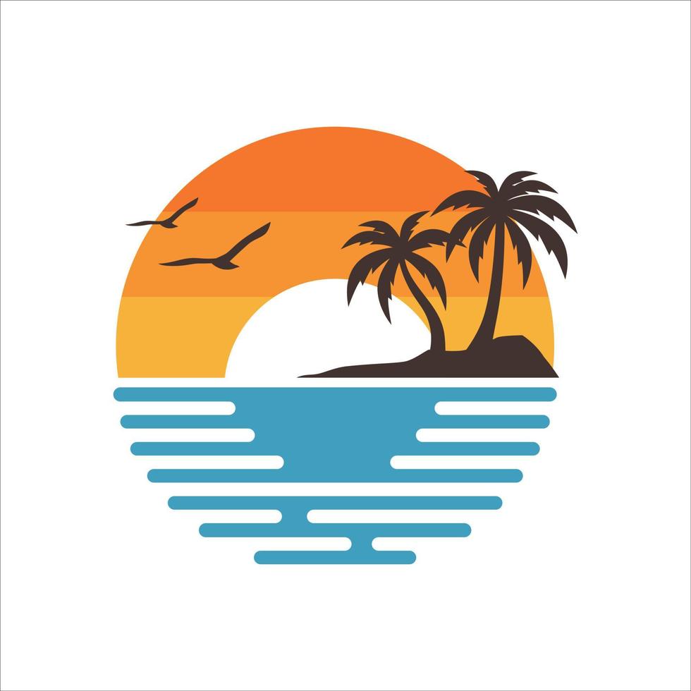 plantilla de vector de diseño de logotipo de playa