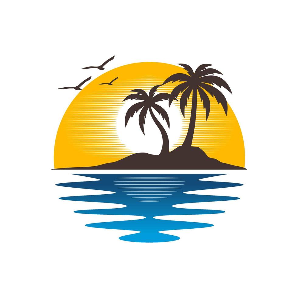 plantilla de vector de diseño de logotipo de playa