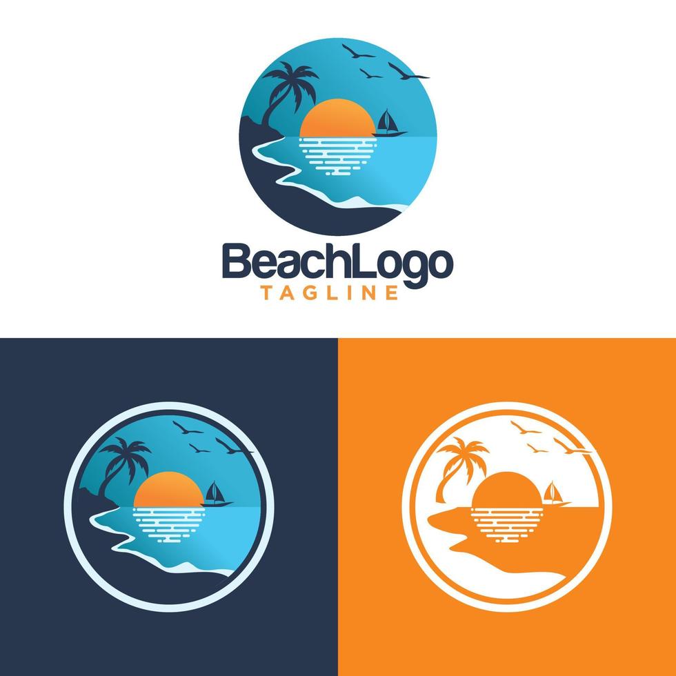 plantilla de vector de diseño de logotipo de playa