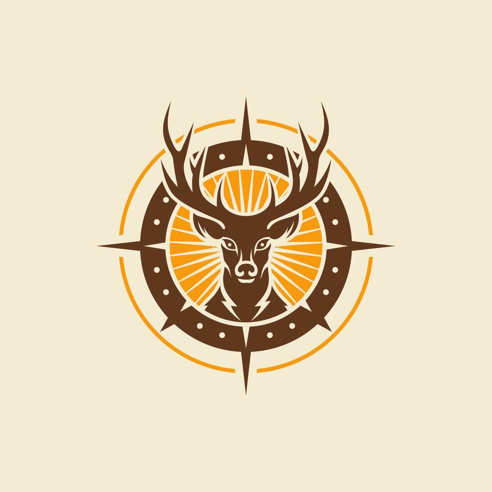 Vintage deer hunter logo design illustration vector
