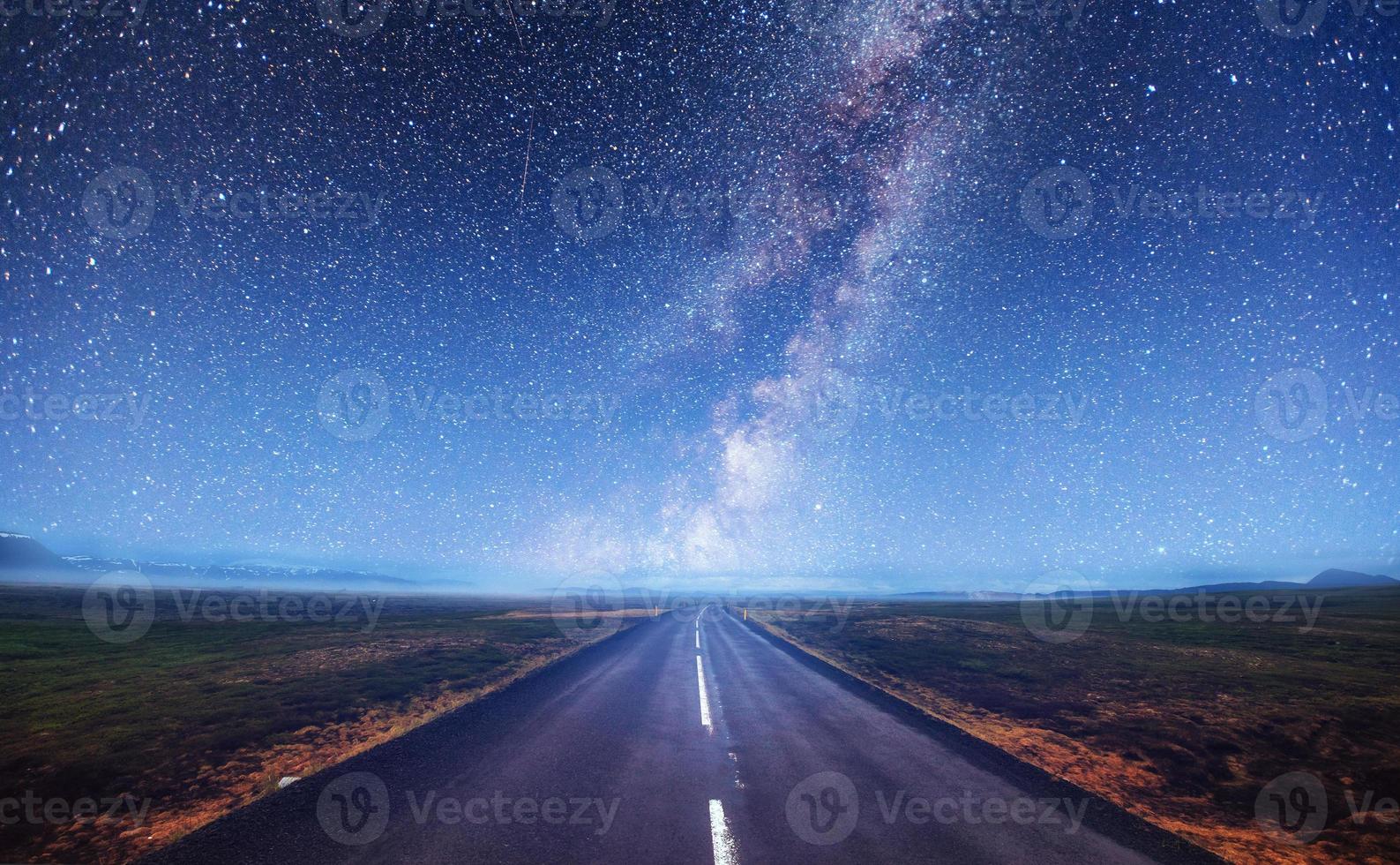 Fantastic starry sky and the milky way. photo