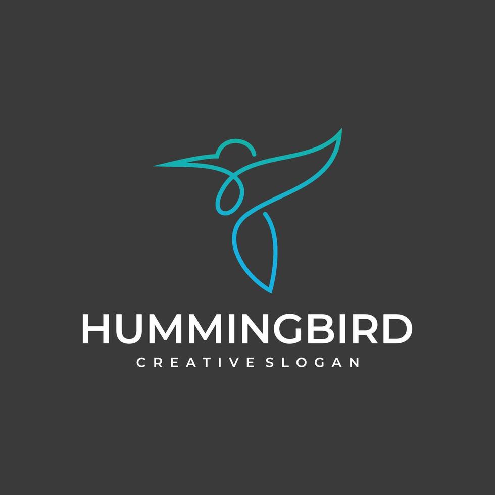 hummingbird logo design vector with full line and color styles
