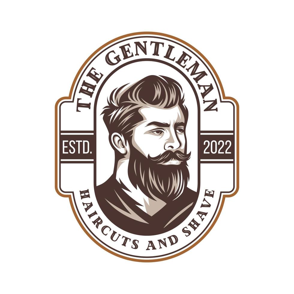 ilustración de vector de logotipo de barba, plantilla de logotipo de barbería, vector de hombres de corte de pelo