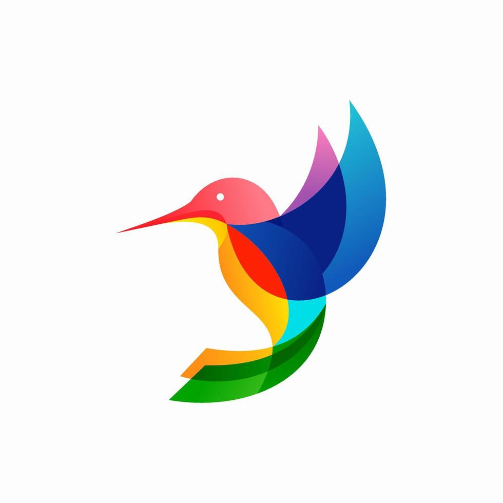 resumen colorido colibrí colibri pájaro logo línea contorno monoline vector icono ilustración