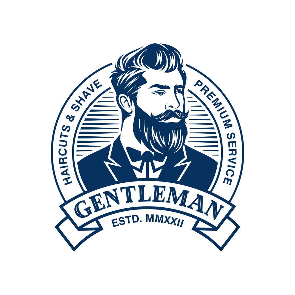 ilustración de vector de logotipo de barba, plantilla de logotipo de barbería, vector de hombres de corte de pelo