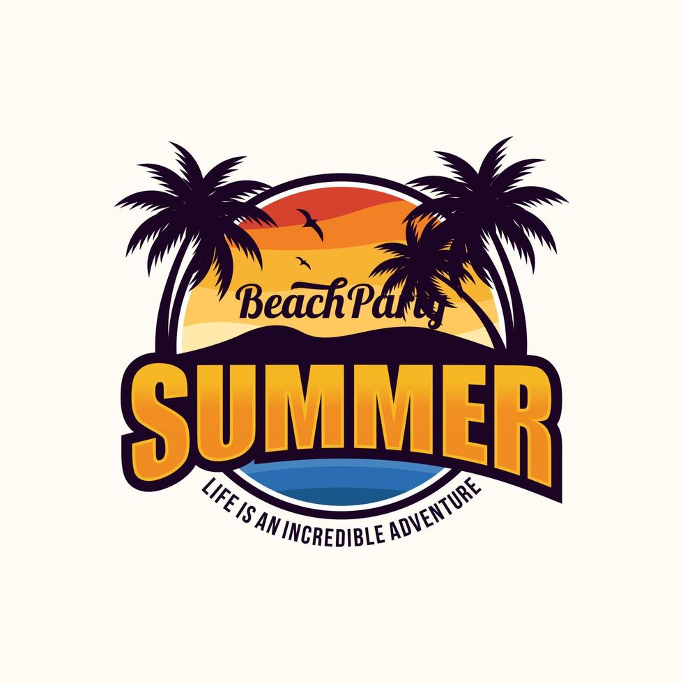 Summer Beach Logo Vector Illustration