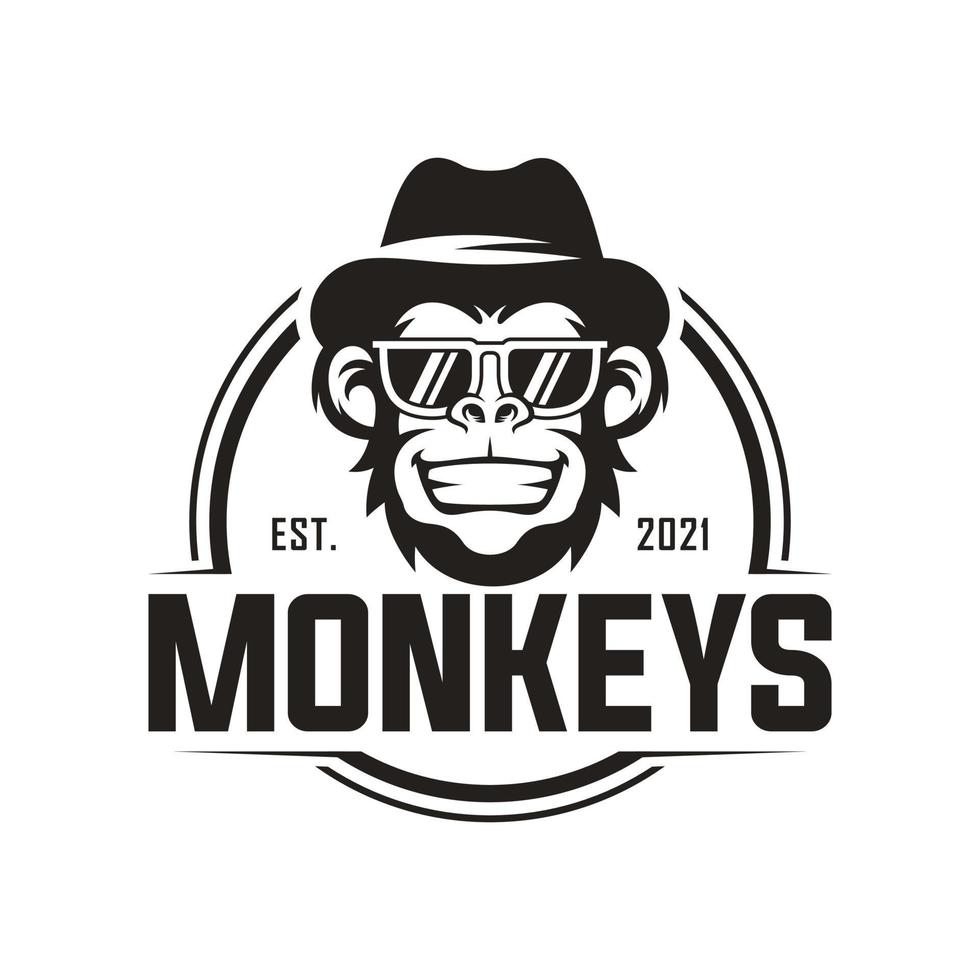 ilustrador de vector de diseño de logotipo de mono genial