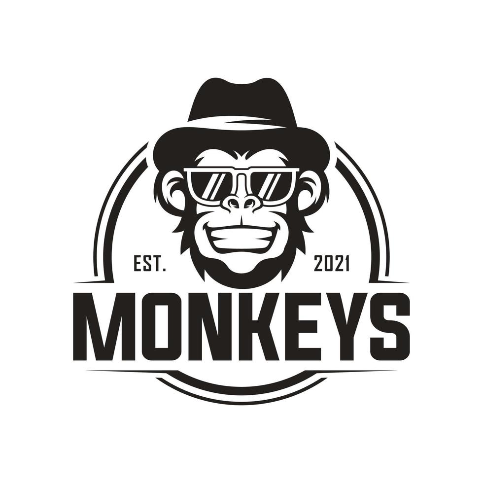 cool monkey logo design vector illustrator