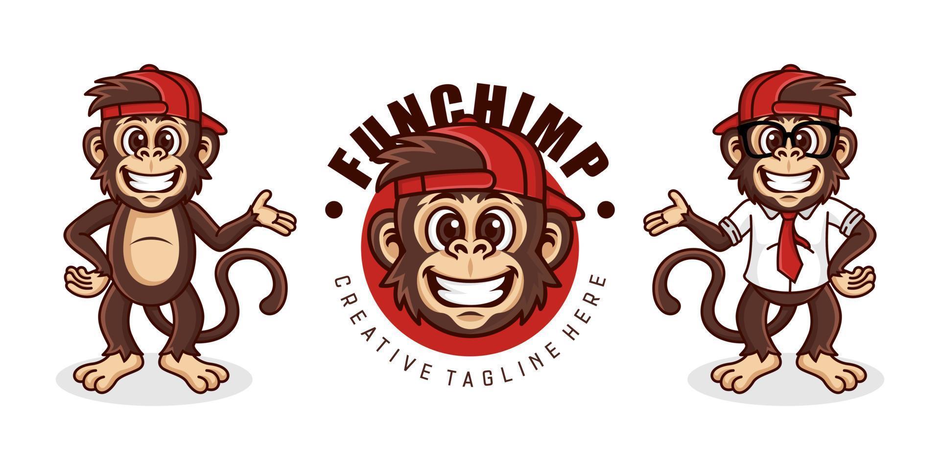 cool monkey logo design vector illustrator