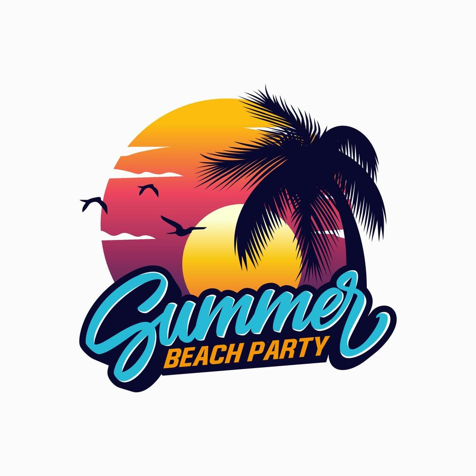 ilustración de vector de logotipo de playa de verano