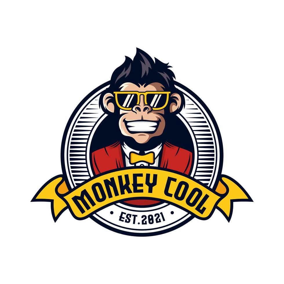 cool monkey logo design vector illustrator