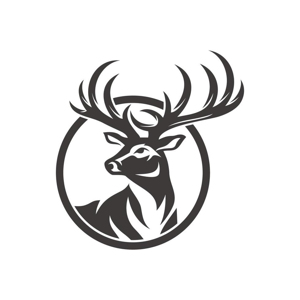 Vintage deer hunter logo design template vector