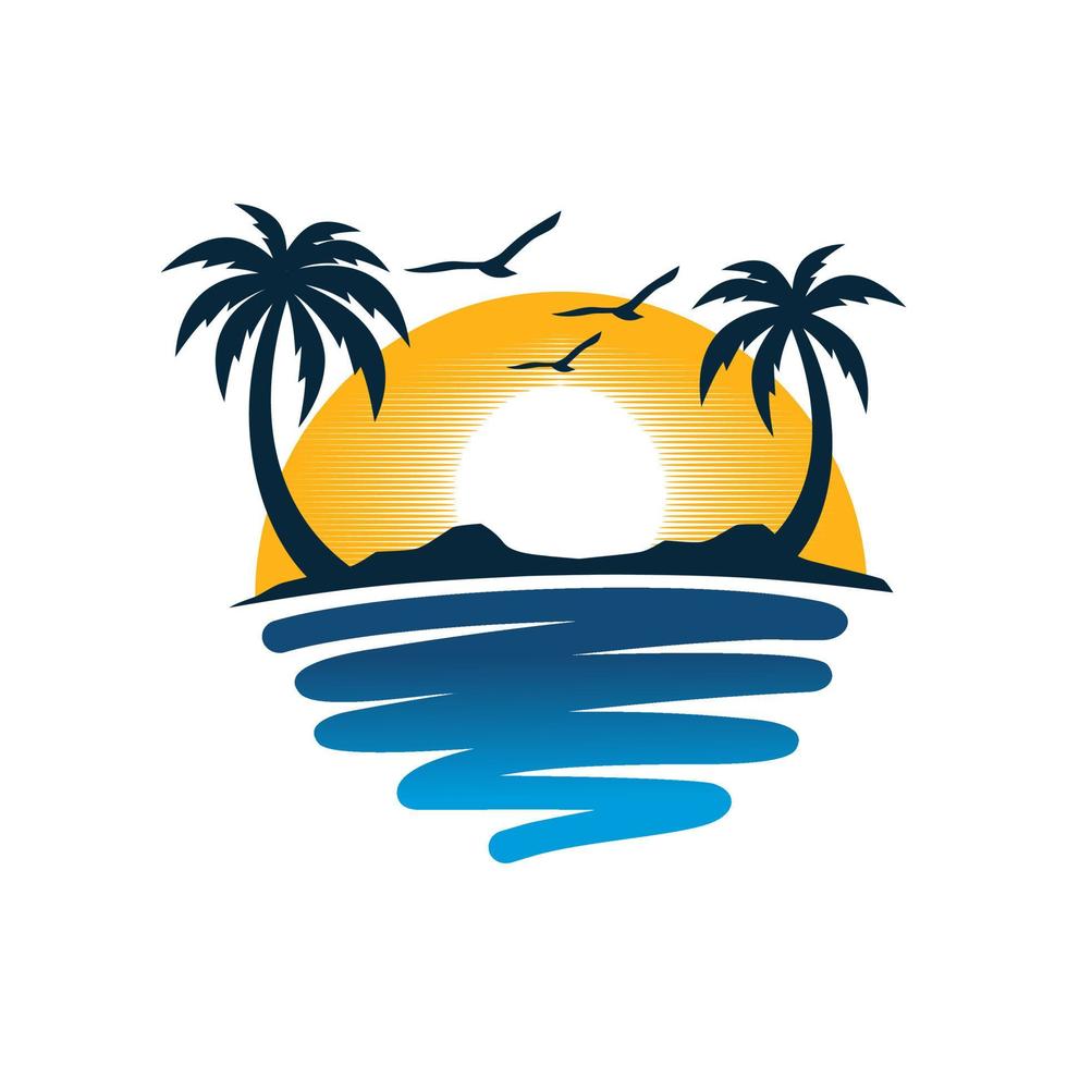 plantilla de vector de diseño de logotipo de playa