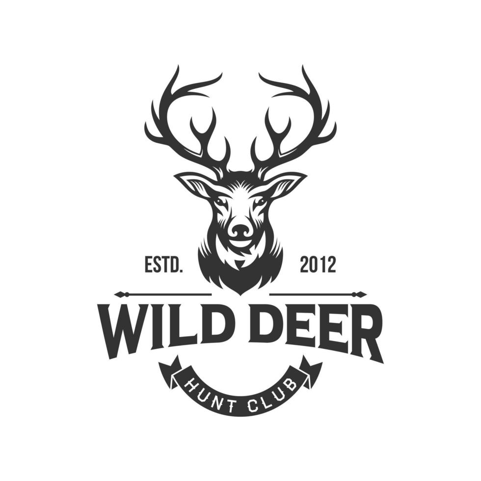 Vintage deer hunter logo design Template vector