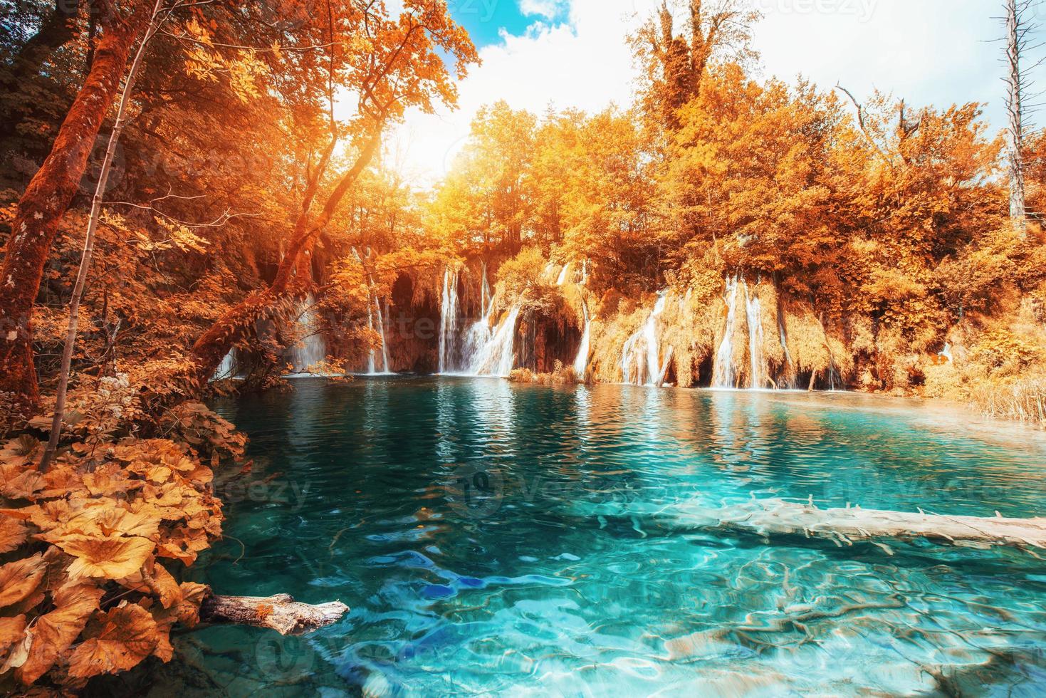 Scenic views of the turquoise water and sunlight. photo