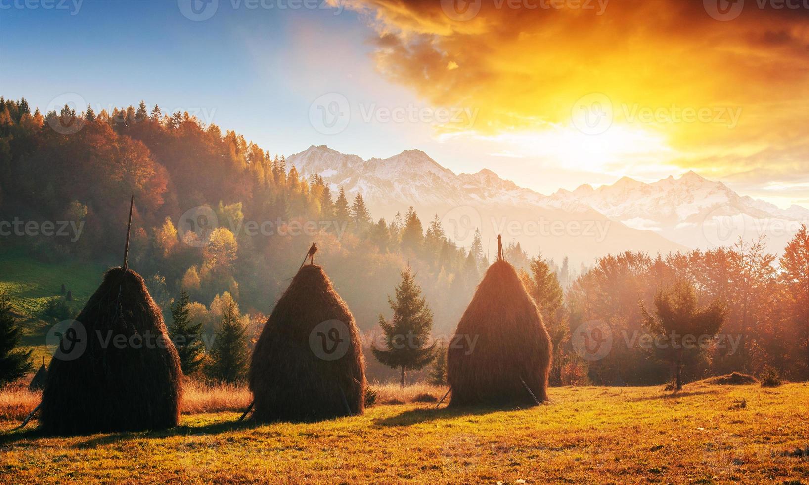 mountain range in the Carpathian Mountains in the autumn season. photo