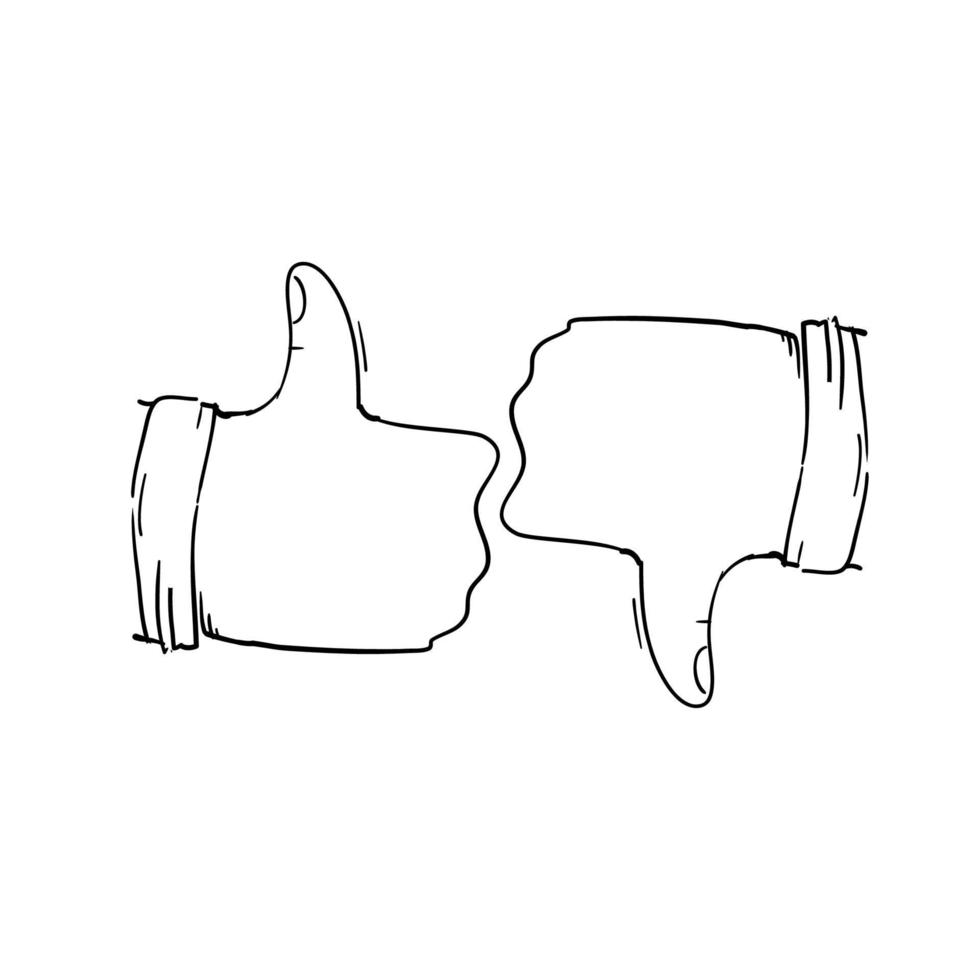 doodle hand drawn like dislike icon in cartoon style vector