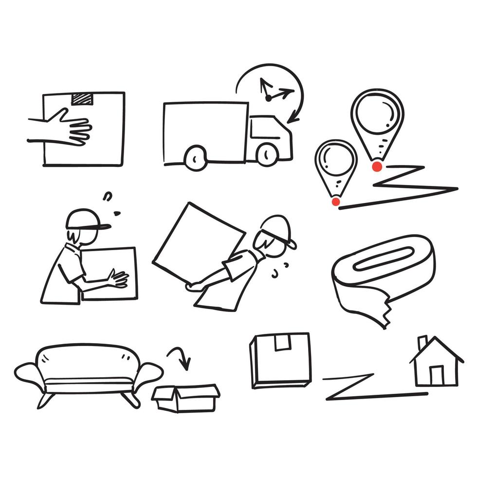 hand drawn doodle Simple Set of Moving Service Related illustration icon vector