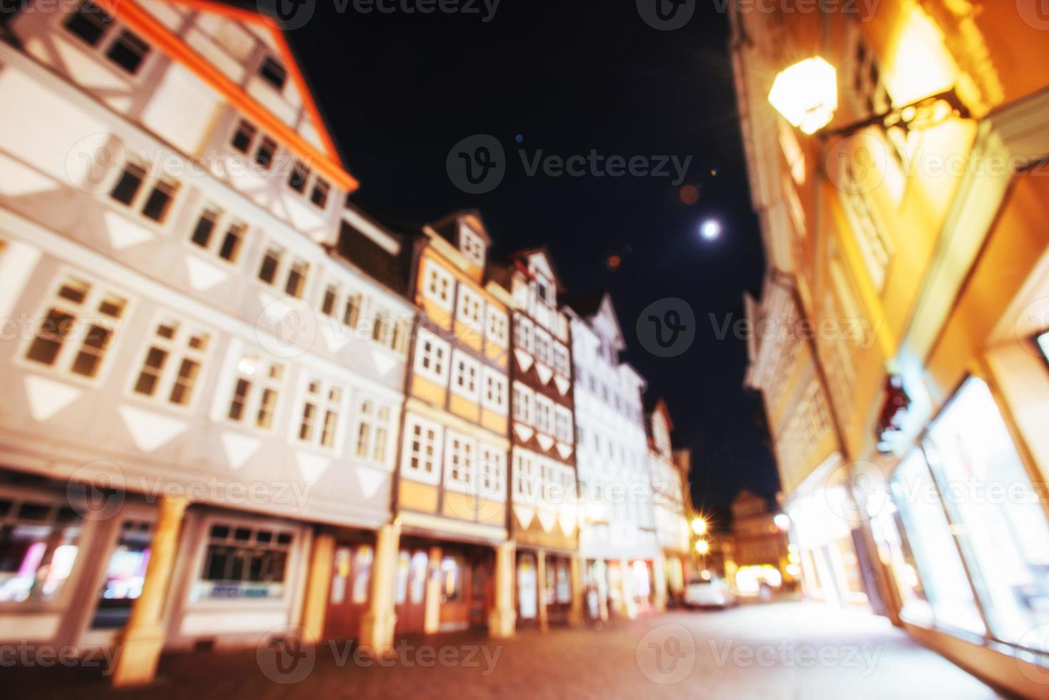 Bokeh blur the old city in Europe in beautiful golden photo