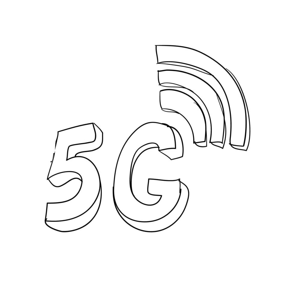 handdrawn doodle 5g illustration vector