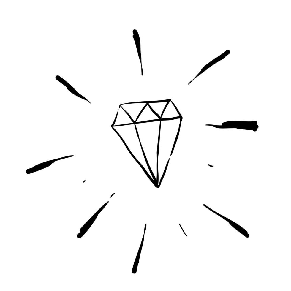 icono de doodle de diamante estilo dibujado a mano vector