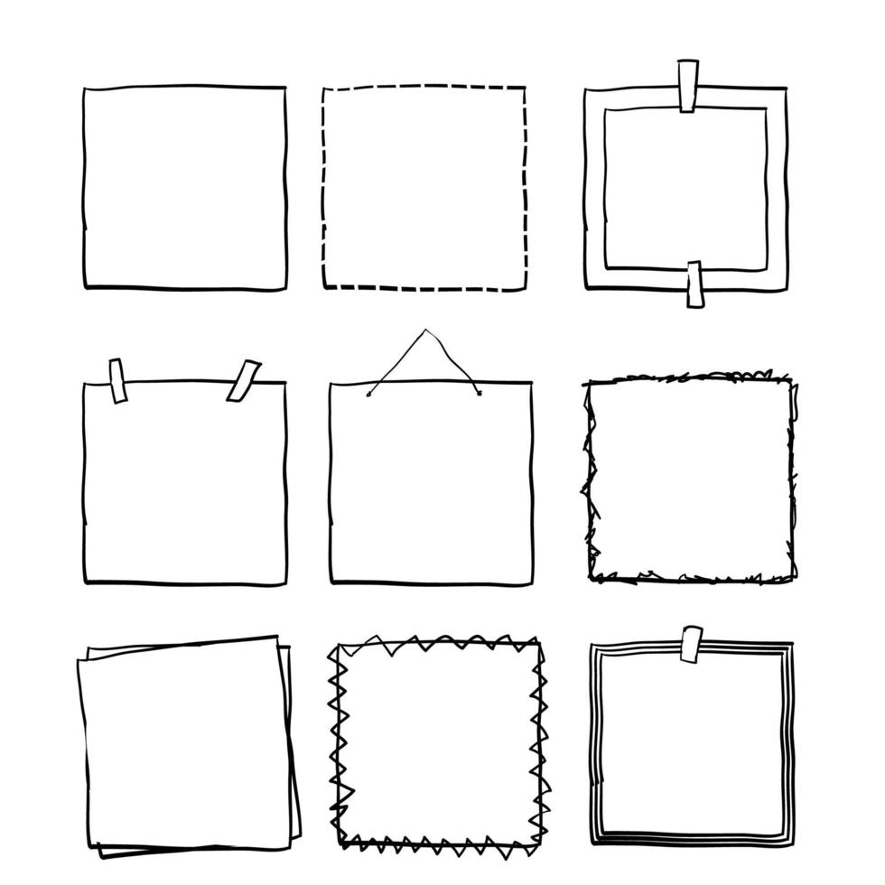 vector de colección de marco de doodle cuadrado dibujado a mano
